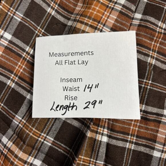 Brown Plaid A-Line Midi Skirt Pockets Size Large Lagenlook Oversize Gather NWT - Picture 5 of 6